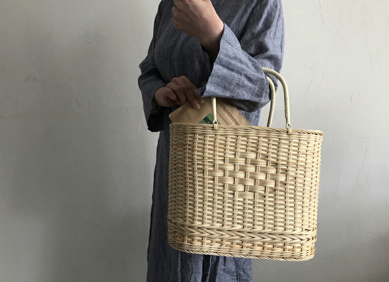 Matsunoya Rattan Oval Shopping Basket, Natural A (M)