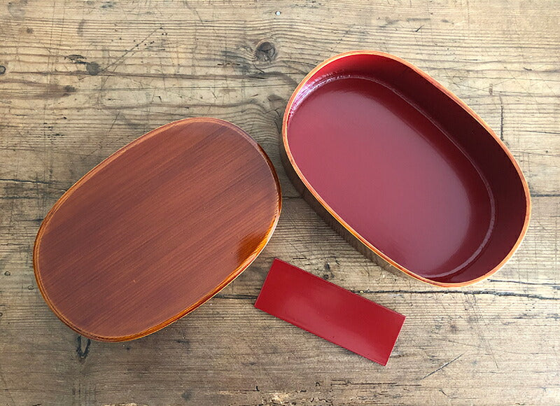 松野屋 春慶塗 丸小判弁当箱