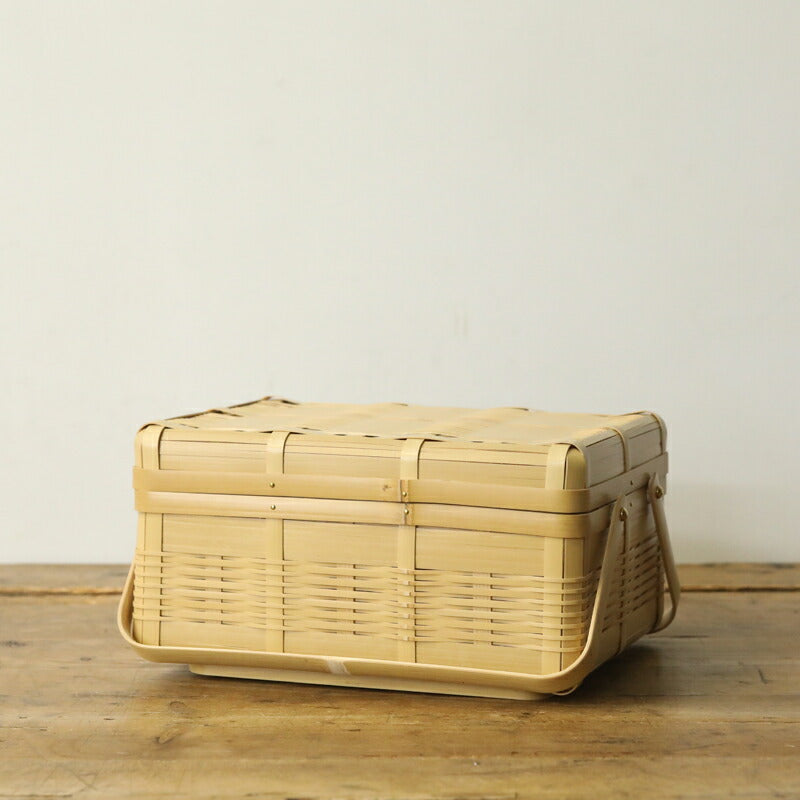 鹿児島県 白竹 手つき弁当かご 中 一段