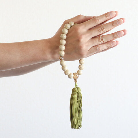 男性用数珠 星月菩提樹(せいげつぼだいじゅ) 龍紋瑪瑙仕立て 房鶯色