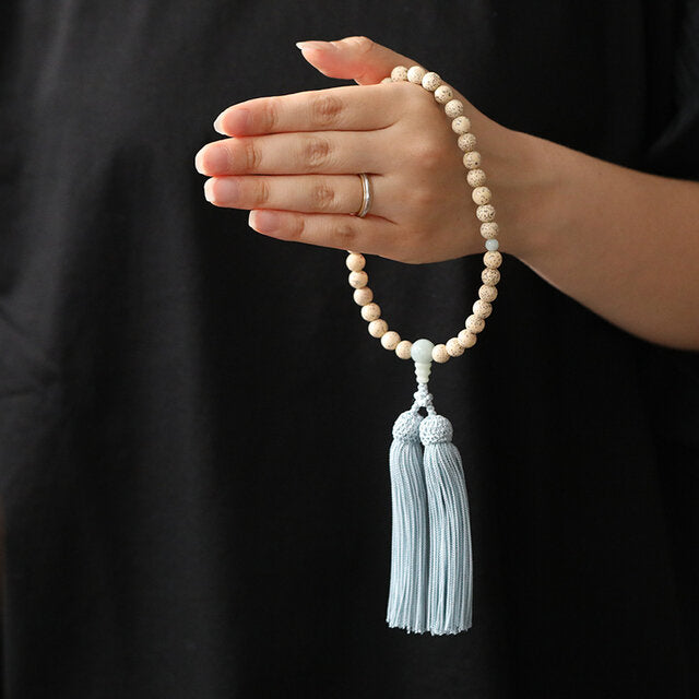 【受注生産】女性用数珠 星月菩提樹 ビルマ翡翠仕立て浅縹色 あさはなだいろ