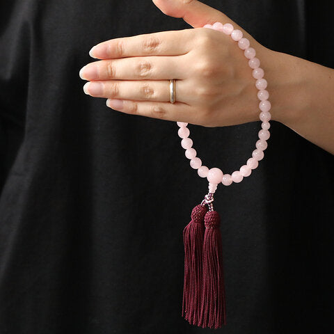 【受注生産】女性用数珠 紅水晶共仕立て 桐箱入り