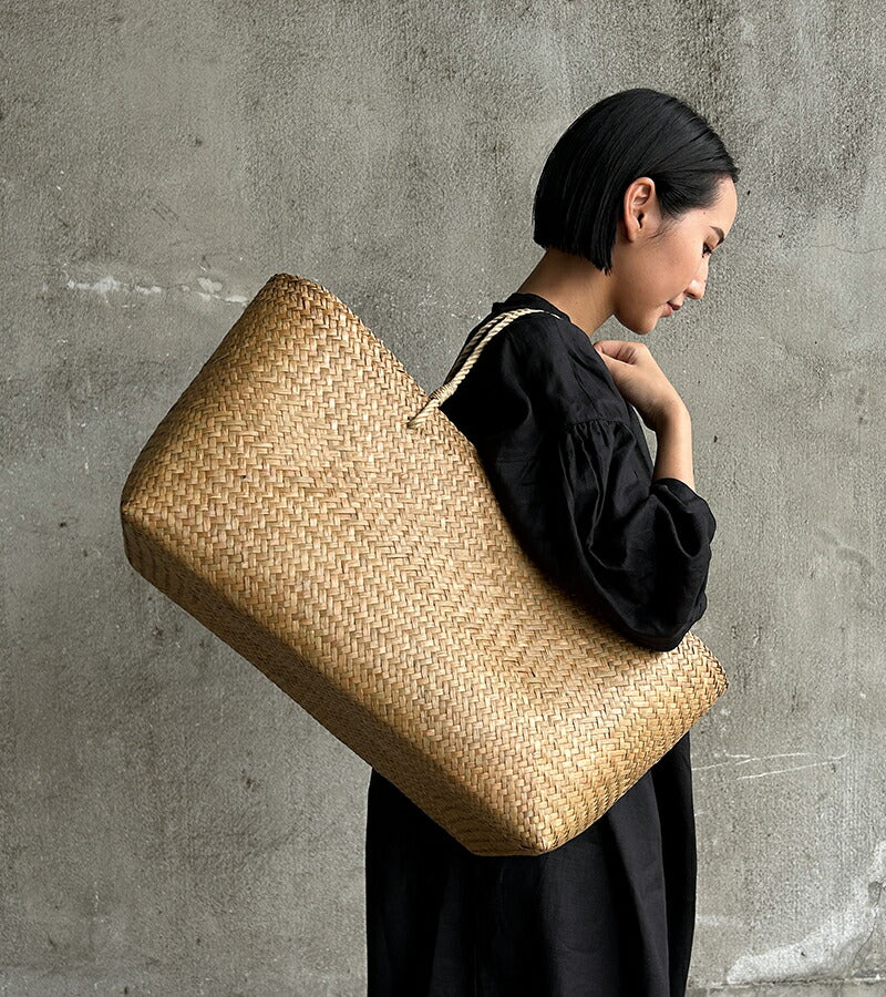 Cattail Water Hyacinth Oval Basket Bag XL