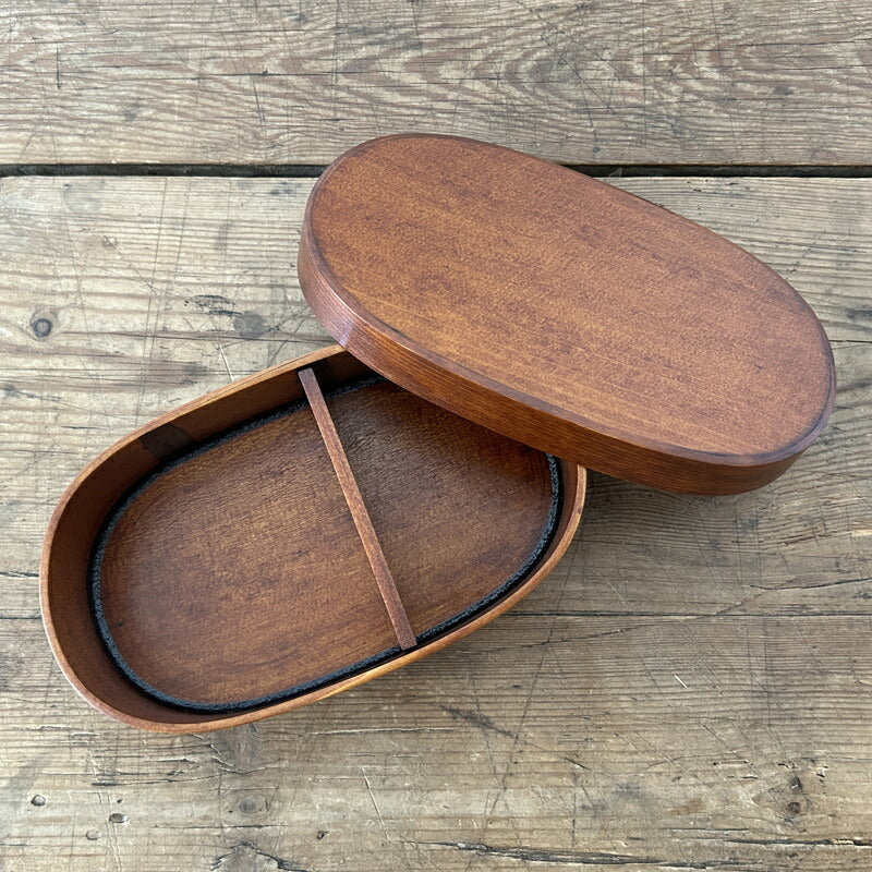 松野屋 すり漆丸小判弁当箱 小 （長野産）