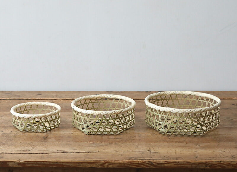 松野屋 真竹六ツ目かご3点セット