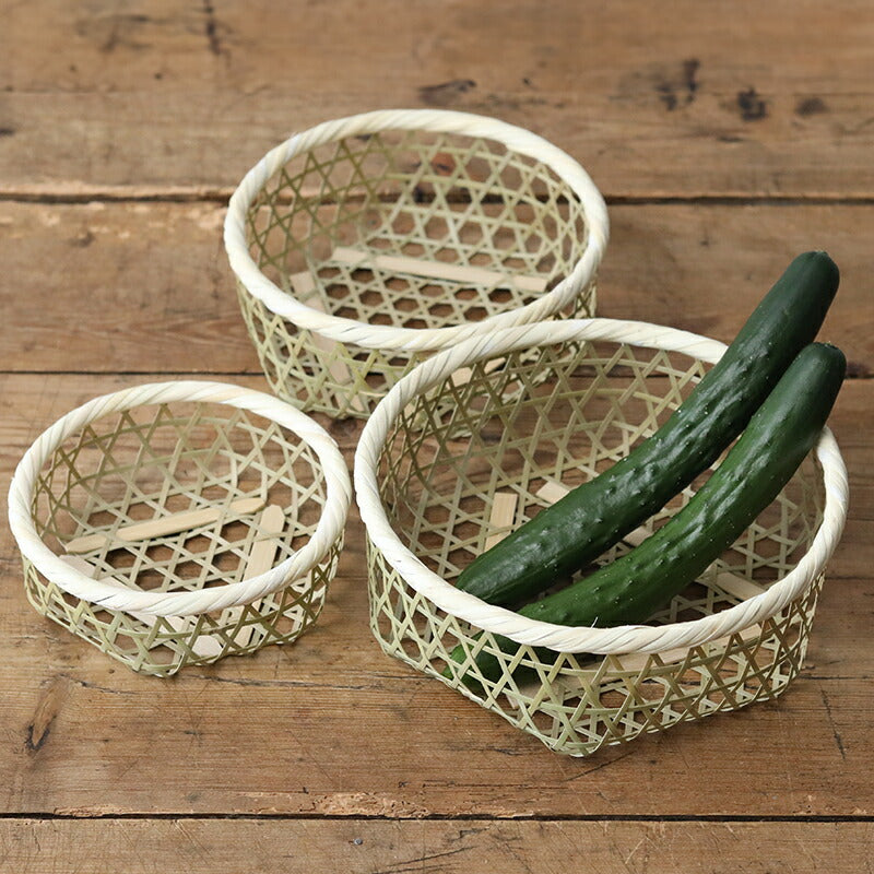 松野屋 真竹六ツ目かご3点セット