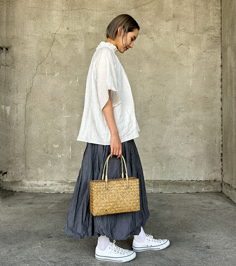 Katyusha Water Hyacinth Square Basket Bag S