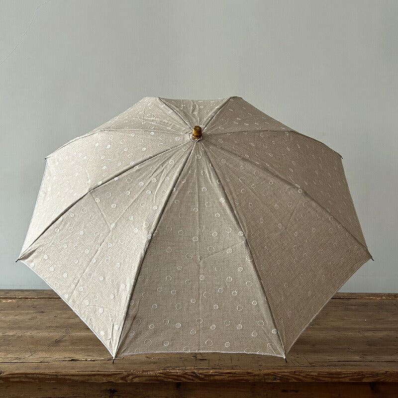 SUR MER Parasol, foldable, linen embroidery, Shiratama pattern