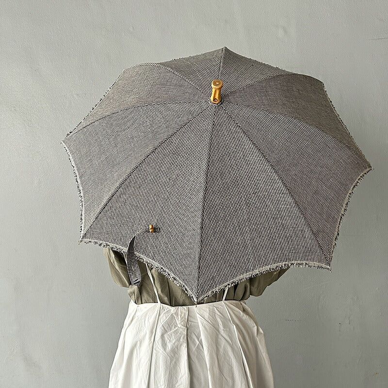 SUR MER Classic Linen Gingham Parasol for Sun and Rain