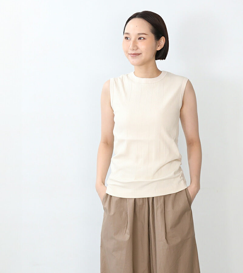 VENT BLANC スーパーストレッチランダムテレコノースリーブ